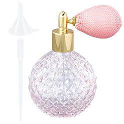 Светло-Коралловый Стекло PVE из оксида алюминия, легкий роскошный ретро-флакон для духов с подушкой безопасности, прозрачный стеклянный флакон-распылитель, с пластиковой воронкой-загрузочной воронкой и одноразовой пипеткой объемом 3мл, свет коралловый, 9.3x6.8x10.25 см, емкость: 100 мл (3.38 жидких унций)