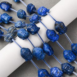 Ляпис-Лазурь Нитки бусины из натурального ляписа-лазури, Голова Будды, с пластиковыми трубчатыми бусинами, 15~15.5x11~12x8.5~9 мм, отверстие : 0.8 мм, около 12 шт / нитка, 12.99'' (33 см)