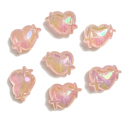 Розовый 10 шт. светящиеся акриловые бусины с УФ-покрытием, светится в темноте, сердце, туманная роза, 14x20 мм