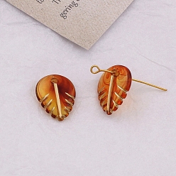 Лист Прозрачные акриловые подвески, цвет шоколада, лист, 20x15 мм, отверстие: 2 мм