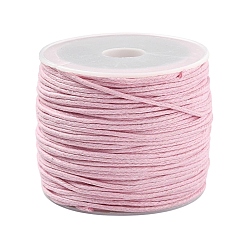 Pink 20m вощеные хлопковые шнуры, многослойный круглый шнур, макраме ремесленная нить для изготовления ювелирных изделий, розовые, 1 мм, около 21.87 ярдов (20 м) / рулон