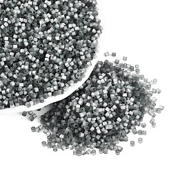 Gray Imitation Cat Eyes Glass Seed Beads, Dyed, Cylinder, Gray, 1.6x1.3mm, Hole: 0.8mm, about 60000pcs/pound