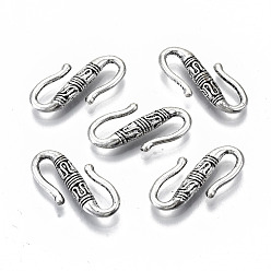 Античное Серебро Тибетский сплав стиль S-крюк пряжки, без кадмия и без свинца, античное серебро, 22x12x3.5 мм, Около 700 шт / 1000 г
