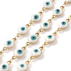 Золотой 304 цепи из нержавеющей стали ссылка, с эмалью и катушкой, несварные, золотые, Коннекторы : 11x6x3 мм, 32.8 футов (10 м) / рулон