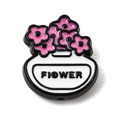 Orchidee Legierung Emaille-Perlen, Blume, Orchidee, 15x13x4 mm, Bohrung: 1.2 mm