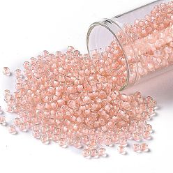 (191) Soft Pink Lined Crystal Тохо 8/0 круглые бусины, японский бисер, (191) нежно-розовый кристалл с подкладкой, 8/0, 3 мм, отверстие : 1 мм, Около 222 шт / 10 г