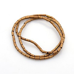 с Покрытием Меди Гальванизировать обмороженные немагнитных синтетический гематит бисер пряди, колонка, с медным покрытием, 4x2 мм, отверстие : 0.8~0.9 мм, около 98 шт / нитка, 15.75'' (40 см)