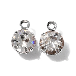 Платина Латунные подвески, круглые подвески, со стразами, без никеля , платина, 6.5x4.5x3.5 мм, отверстие : 0.9 мм