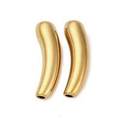 Настоящее золото 18K 304 из нержавеющей стали бусы, изогнутые, трубка, ионное покрытие (ip), реальный 18 k позолоченный, 20.5x6.5x6 мм, отверстие : 1.8 мм
