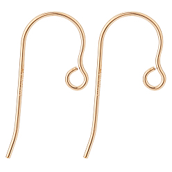 Real 14K Gold Filled 24Pcs Brass Earring Hooks, Shepherd's Hook Ear Wire, with 50Pcs Plastic Ear Nuts, Real 14K Gold Filled, 22 Gauge, 15.5mm, Hole: 1.5mm, Pin: 0.6mm