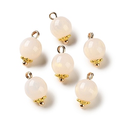 Белый Подвески сплава cmолы, круглые подвески, с блеском порошок, золотые, белые, 16x10 мм, отверстие : 2.5 мм