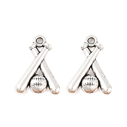 Античное Серебро Сплавочные подвески тибетского стиля, спортивные амулеты, без кадмия и без свинца, бейсбол, античное серебро, 19x13.5x5 мм, Отверстие : 1.5 мм , около 590 шт / 1000 г