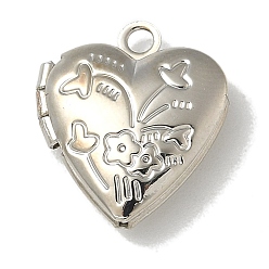 Платина Подвески латуни медальон, фоторамка-очарование, долговечный, без свинца и без кадмия, сердце, платина, 15x13.5x5 мм, отверстие : 1.7 мм, внутренний диаметр: 8x6 мм