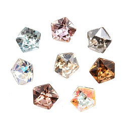 Mixed Color Glass Rhinestone Cabochons, Star, Pointed Back & Back Plated, Faceted, Mixed Color, 7.5x8x5mm