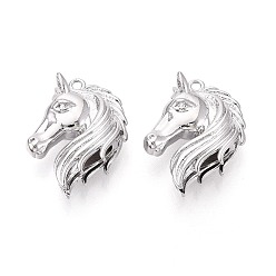 Платинированный Латунные подвески, лошади прелести, Реальная платина, 25x19.5x9 мм, отверстие : 1.6 мм