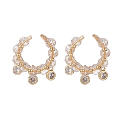 Золотой Кольцо-манжета с подвесками из прозрачного стекла, украшения из латунной проволоки для женщин, золотые, 20 мм