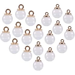 Light Gold Наборы для изготовления подвесок из стеклянной бутылки, с пластиковыми подвесками и круглыми механизированными шариками из дутого стекла, золотой свет, 7x10 мм, отверстия: 2 мм, 60 шт / коробка