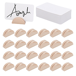 Blanc Floral 30 Porte-cartes de visite demi-rond en bois (pièces), porte-cartes de visite, pour le mariage, signe de numéro de table de fête d'anniversaire, floral blanc, 41x15x20mm