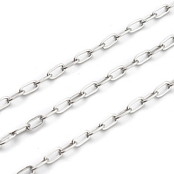Нержавеющая Сталь Цвет Не тускнеют 304 цепочки из нержавеющей стали, тянутые удлиненные кабельные цепи, пайки, цвет нержавеющей стали, 5x2.5x0.5 мм