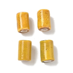 (932FM) Темно-синий аква-матовый с подкладкой Фарфоровые бусины ручной работы, колонка, фантазии античного стекла фарфора, темно-золотистые, 10~11x6.5~7 мм, отверстие : 2~2.2 мм