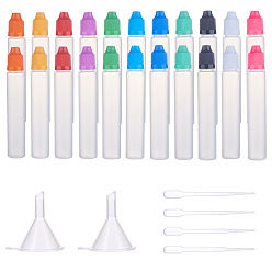 Mixed Color Plastic Bead Containers, with Plastic Funnel and Plastic Dropper, Column, Mixed Color, 131x22mm, Capacity: 30ml, Hopper: 37x6~37mm, hole: 2mm, 28pcs/set