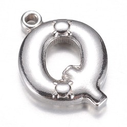 Letter Q Tarnish Resistant 201 Stainless Steel Charms, Letter.Q, 17.5x13x3mm, Hole: 1mm