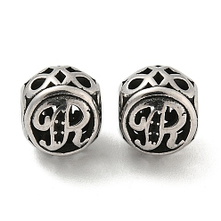 Letter R 304 Edelstahl-Perlen Rhinestone-Einstellungen, Großloch perlen, Runde, Brief r, 9.5x8.5x9.5 mm, Bohrung: 4 mm, fit für 0.8 mm Strass.