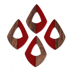 (123L) Белый крем непрозрачный блеск Подвески из смолы и ореха, слеза, полый, огнеупорный кирпич, 62.5~63x41.5~42x3 мм, отверстие : 1.8 мм