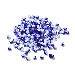 Medium Blue 6/0 Opaque Glass Seed Beads, Round Hole, Rondelle, Medium Blue, 4~4.5x3~4mm, Hole: 0.8~1.5mm