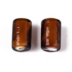 Седло Коричневый Бусины лэмпворк , колонка, седло коричневый, 16x10.5 мм, отверстие : 1.6~1.8 мм