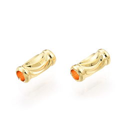 Настоящее золото 18K Бисера латунной трубки, без никеля , реальный 18 k позолоченный, 7x3 мм, отверстие : 1.8 мм