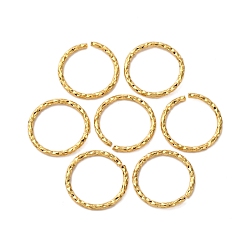 Настоящее золото 18K 50открытые соединительные кольца из латуни с длительным сроком службы, без никеля , алмазная огранка текстурированная круглая, реальный 18 k позолоченный, 18 датчик, 12x1 мм, внутренний диаметр: 10 мм