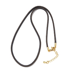 Седло Коричневый 2.5мм нейлоновый плетеный шнур для изготовления ожерелий, с латунными выводами и 304 застежками из лобстера из нержавеющей стали, долговечный, стойки покрытие, золотые, седло коричневый, 17.72 дюйм (45 см)