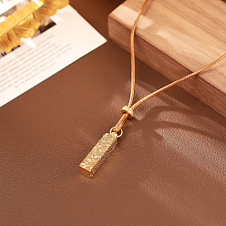 Sandy Brown Brass Rectangle Bar Pendant Necklaces, Golden, Sandy Brown, 30.71 inch(78cm)