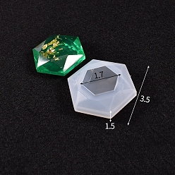Белый Силиконовые формы, формы для литья смолы, для уф-смолы, изготовление ювелирных изделий из эпоксидной смолы, шестиугольник, белые, 35x30 мм, Внутренние размеры: 15x18 mm