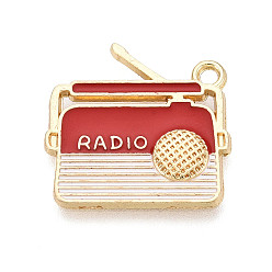 (123L) Белый крем непрозрачный блеск Подвески из эмали и сплава, радио-чары, золотые, без кадмия, без никеля и без свинца, огнеупорный кирпич, 19.5x20x1.8 мм, отверстие : 1.8 мм