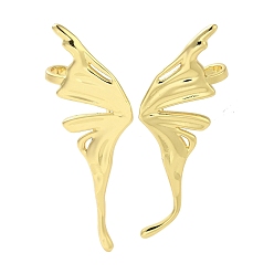 Настоящее золото 18K Серьги-гвоздики из латуни в форме каплевидной формы, без кадмия и без свинца, бабочка, реальный 18 k позолоченный, 48~50.5x16.5~18 мм