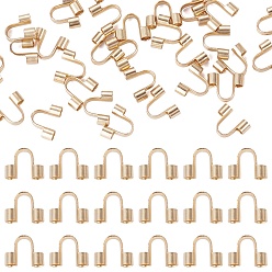 Plaqué 18K Or Véritable 150pcs 304 protecteurs et tuteurs en fil d'acier inoxydable chirurgical, réel 18 k plaqué or, Trou: 1.5mm, 5x6.6x2mm