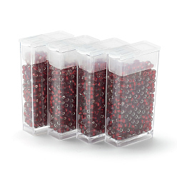 Dark Red MGB Matsuno Glass Beads, Japanese Seed Beads, 12/0 Silver Lined Glass Round Hole Rocailles Seed Beads, Dark Red, 2x1mm, Hole: 0.5mm, about 900pcs/box, net weight: about 10g/box