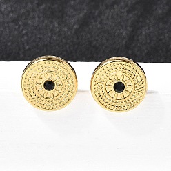 Настоящее золото 18K 304 из нержавеющей стали серьги, со стразами, ионное покрытие (ip), плоско-круглые, реальный 18 k позолоченный, 11 мм