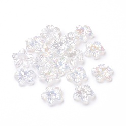 Klar ab Transparentem Acrylperlenkappen, 5-Blütenblatt Blüte, perlig, klar ab, 14x14x3 mm, Bohrung: 1.6 mm