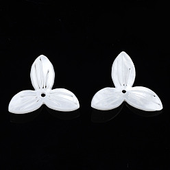 White Opaque Acrylic Beads, 3-Petal Flower, White, 20x22x4mm, Hole: 1.4mm