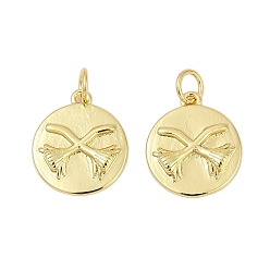 Настоящее золото 18K Латунные подвески, круглые, с целью перехода в кольце, без кадмия и без свинца, стойки покрытие, долговечный, реальный 18 k позолоченный, 16x14x2.7 мм, отверстие : 3.4 мм
