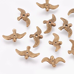 Античная Бронза Сплавочные овальные бусины тибетского стиля , без кадмия, без никеля и без свинца, птица, античная бронза, 17 мм длиной, шириной 10 мм , толщиной 2 мм , отверстие : 1 мм