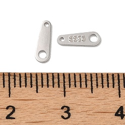 Platine 925 liens en argent sterling, languettes de la chaîne, avec cachet 925, platine, 8x2.5x0.4mm, trou: 0.7 et 1.4 mm