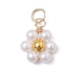 Белый Акриловые цветочные подвески, с целью перехода в кольце, белые, 14.5x11.5x4 мм