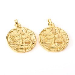 Весы Латунные подвески, , плоский круглый с созвездием / знак зодиака, реальный 18 k позолоченный, Весы, 31.5~34x28~29x3~4 мм, отверстие : 6x4 мм