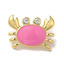 Фламинго Стойка металлическая латунная микропрофилированная кубическая циркония подвески, с эмалью, реальный 18 k позолоченный, без кадмия и без свинца, краб, фламинго, 11x15x5.5 мм, отверстие : 5x3 мм