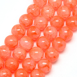 Помидор Выпечки окрашенные нити шарик хруст стекла, круглые, помидор, 8 мм, отверстие : 1.3~1.6 мм, около 100 шт / нитка, 31.4 дюйм