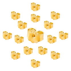 Golden 8Pairs Sterling Silver Ear Nuts, Earring Backs, Golden, 4x5x2.5mm, Hole: 0.8mm, 8pairs